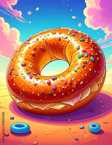 Colorful bagel illustration