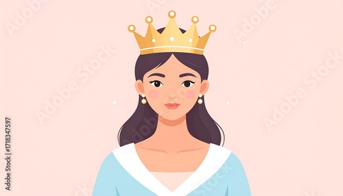Woman in a crown, pastel background
