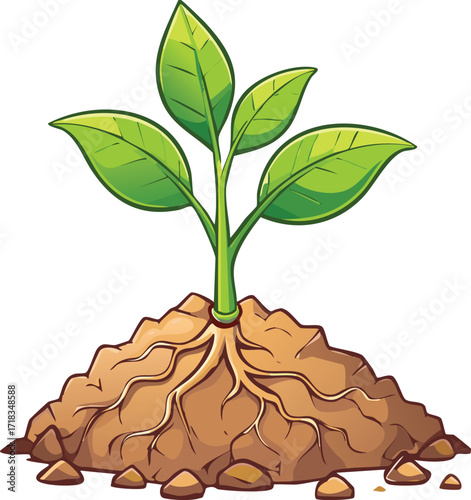 Green Plant Sprouting from Dry Cracked Soil Symbolizing Renewal