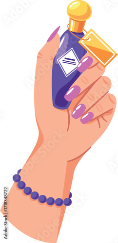 Female hand holding perfume bottle