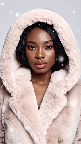 Woman in a faux fur coat