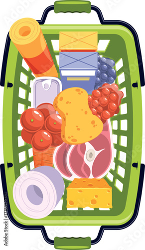 Nourishment market basket vector illustration