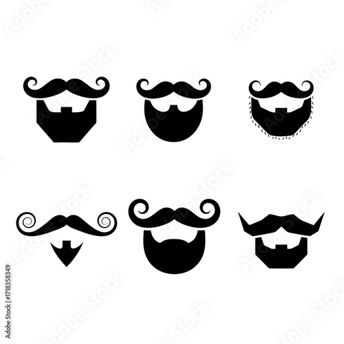 Vector art of collection of various beard and mustache styles set of different beard shapes and mustache styles for barbershop