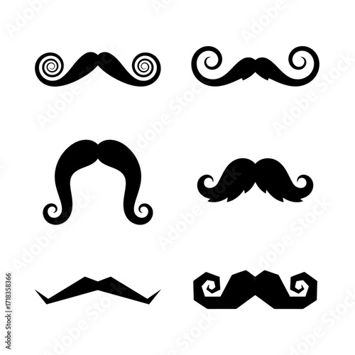 Vector art of collection of various mustache styles set of different mustache styles for barbershop and hipster design