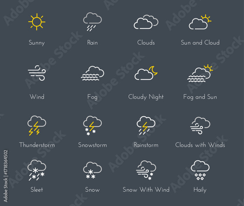 High Quality Detailed Weather and Clouds Icon collection