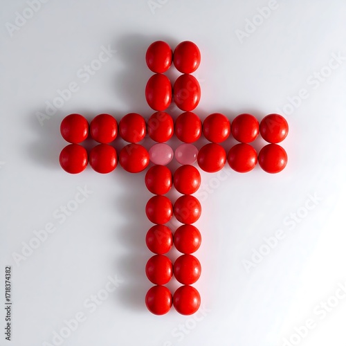 Red cross formed by round candies