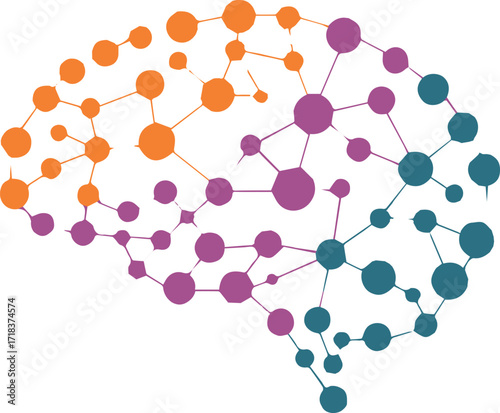 digital brain connectivity infographic with neural pathways vibrant vector background for ai and science presentations