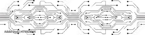 futuristic circuit board layout vector graphic abstract electronic technology background symmetrical design pattern