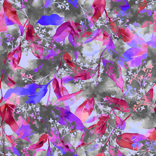 Abstract Floral Pattern Design Digital Textile Print For Fabric, Abstract Wallpaper