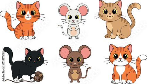 Cartoon family characters showing age progression from baby to adult, ideal for generational concepts, parenting, education, and lifestyle themes.