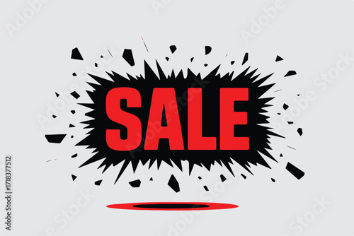 dynamic sale pop art vector label with jagged edges for clearance offers promotional posters and digital marketing