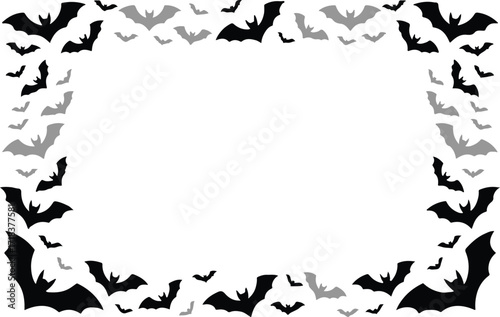 bat silhouette border frame vector illustration with flying bats design for spooky background