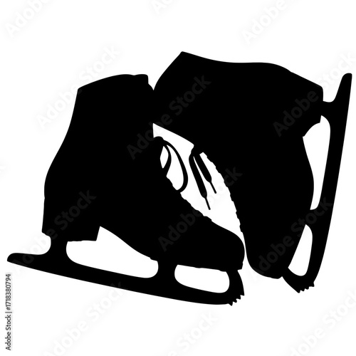 Silhouette of ice skates with laces perfect for winter sports figure skating or hockey themed designs and creative projects for the season
