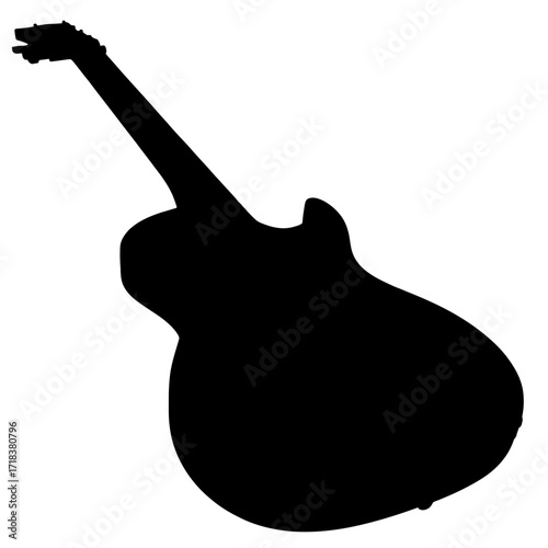 Silhouette of an electric guitar against a white background perfect for music lovers and guitar enthusiasts with a classic design