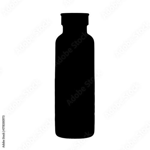 Black silhouette of a reusable water bottle against a white background perfect for hydration fitness and environmental consciousness
