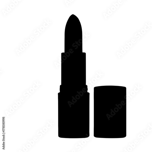 Elegant black lipstick silhouette with cap off showcasing beauty and cosmetic design elements for makeup artists and beauty bloggers alike