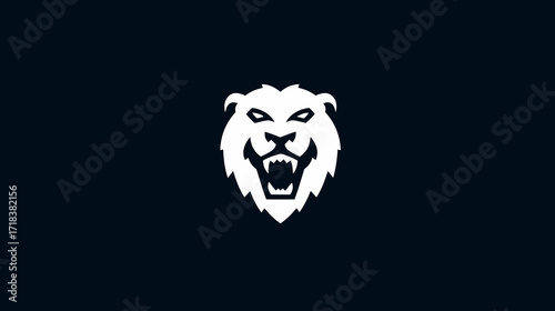 White roaring bear head illustration with angular design against a dark background