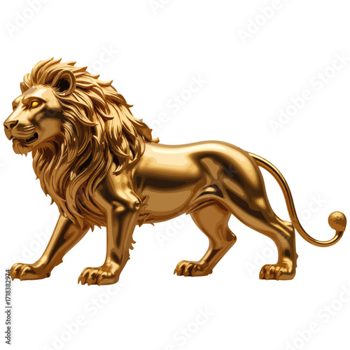 golden lion isolated on white