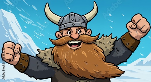 Smiling viking character