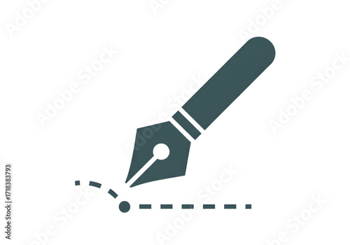 Minimal icon of a vector pen tool — transparent background (PNG), no shadow

