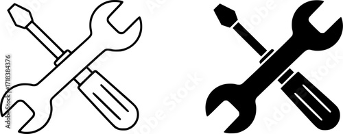 ofvs270 OutlineFilledVectorSign ofvs - repair service vector icon . wrench screwdriver sign . tool symbol . isolated transparent . black outline and filled version . AI 10 / EPS 10 / PNG . g11610