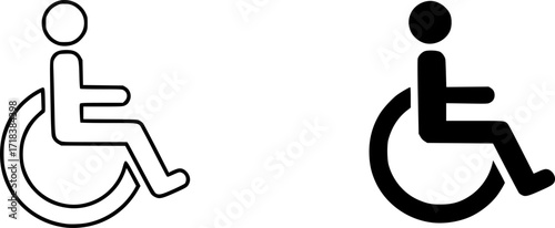 ofvs70 OutlineFilledVectorSign ofvs - wheelchair vector icon . isolated transparent . handicapped access sign . black outline and filled version . AI 10 / EPS 10 . g11379