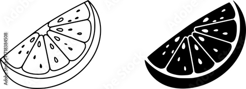 ofvs436 OutlineFilledVectorSign ofvs - orange vector icon . fruit slice . vitamin c . isolated transparent . black outline and filled version . AI 10 / EPS 10 / PNG . g11776