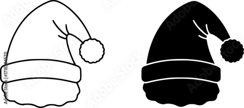 ofvs164 OutlineFilledVectorSign ofvs - santa hat vector icon . isolated transparent . black outline and filled version . AI 10 / EPS 10 . g11503
