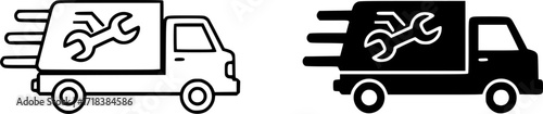 ofvs473 OutlineFilledVectorSign ofvs - repair truck vector icon . fast service sign . isolated transparent . black outline and filled version . AI 10 / EPS 10 / PNG . g11816 