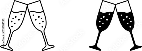 ofvs773 OutlineFilledVectorSign ofvs - champagne glasses vector icon . festive . isolated transparent . black outline and filled version . AI 10 / EPS / PNG . g12119 