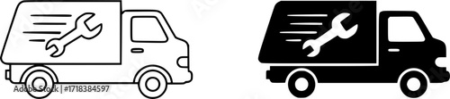 ofvs473 OutlineFilledVectorSign ofvs - repair truck vector icon . fast service sign . isolated transparent . black outline and filled version . AI 10 / EPS 10 / PNG . g11816 