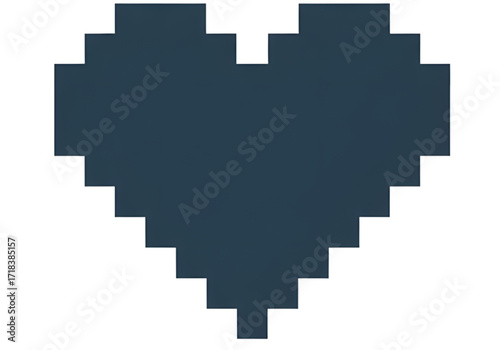Minimal icon of an 8-bit pixel heart — transparent background (PNG), no shadow
