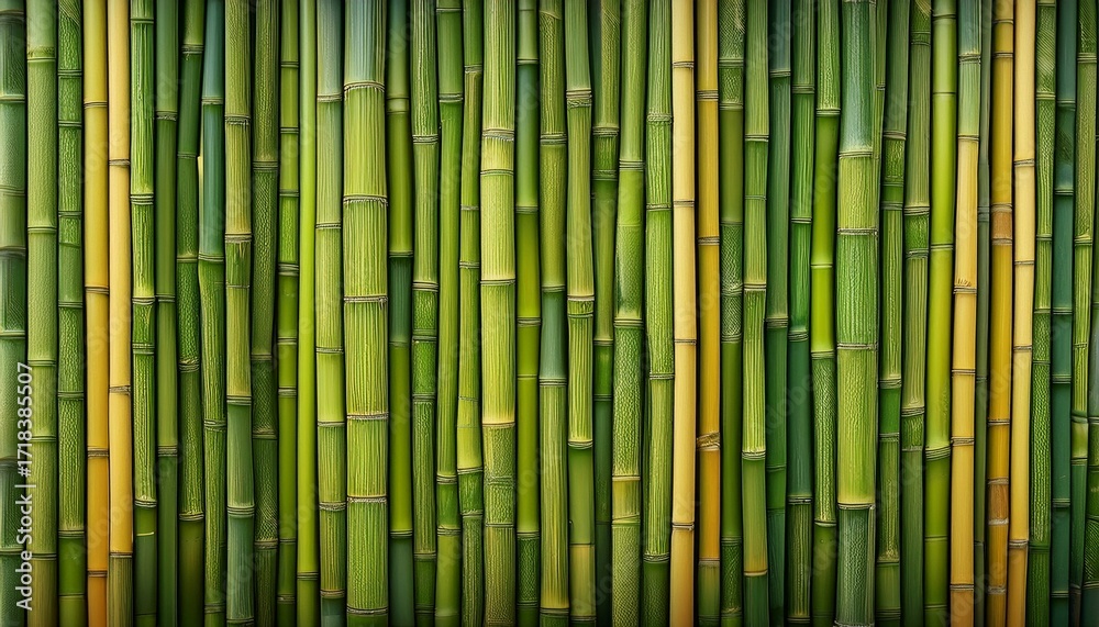 Fototapeta premium Vertical Stalks Of Bamboo In Patterns Showing Texture And Color
