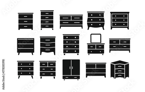 Variety of silhouette dressers and cabinets for home interiors