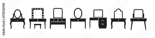 Silhouette collection of dressing tables with mirrors in minimalist design