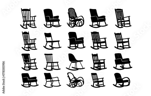 Silhouette collection of rocking chairs in various designs and styles