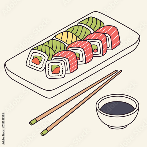 sushi and chopsticks