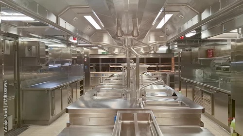 Professional Stainless Steel Kitchen on a cruise ship