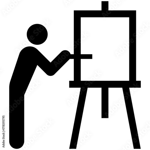 artist easel with blank canvas