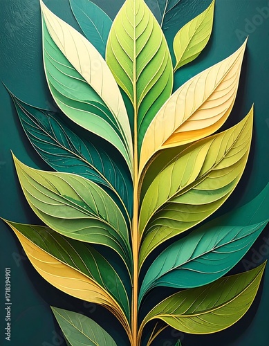 Vibrant layered leaves against a deep backdrop