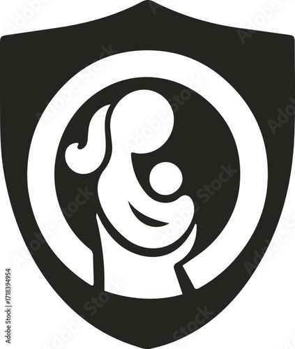 A loving mother cradling her baby in a gentle embrace, forming a heart shape with soft lines—symbolizing care, warmth, and unconditional love.