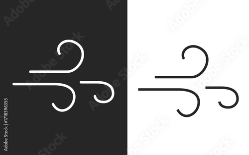 Vector art of wind icon weather forecast symbol for web and mobile design vector illustration of a wind gust in black and white minimalist style