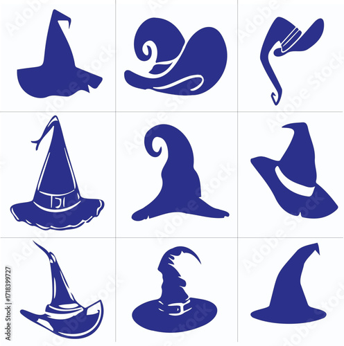 Halloween Witch Hat vector set 6