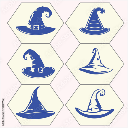 Halloween Witch Hat vector set 5