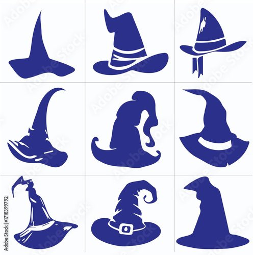 Halloween Witch Hat vector set 4