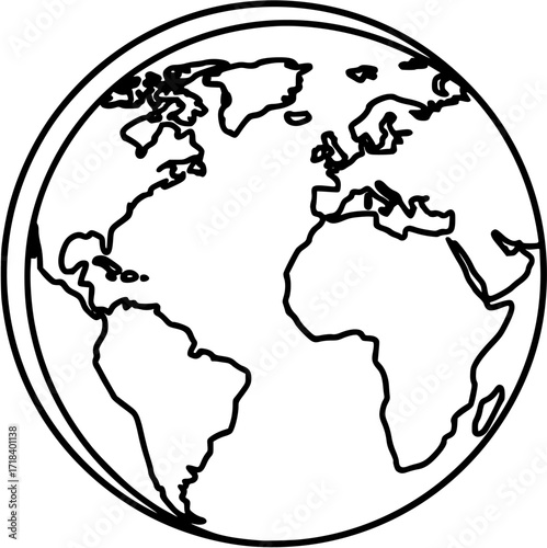 World globe earth vector icon outline, geography, map, planet, travel, global, international
