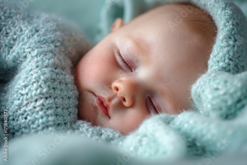 Cozy baby peacefully sleeping in a soft blanket during the afternoon Generative AI