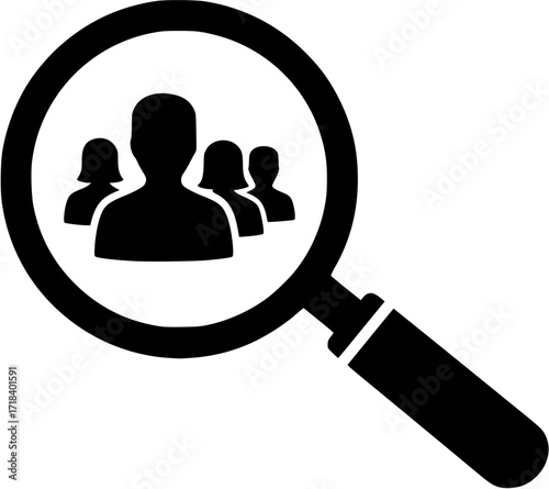Find user search people magnifying glass job recruitment employee human resources find icon vector
