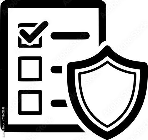 Document review checklist icon with magnifying glass for audit and compliance check vector
