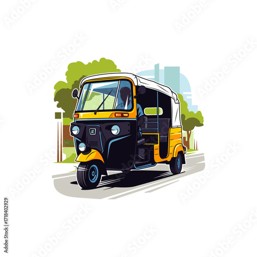 Auto Rickshaw icon flat vector design.